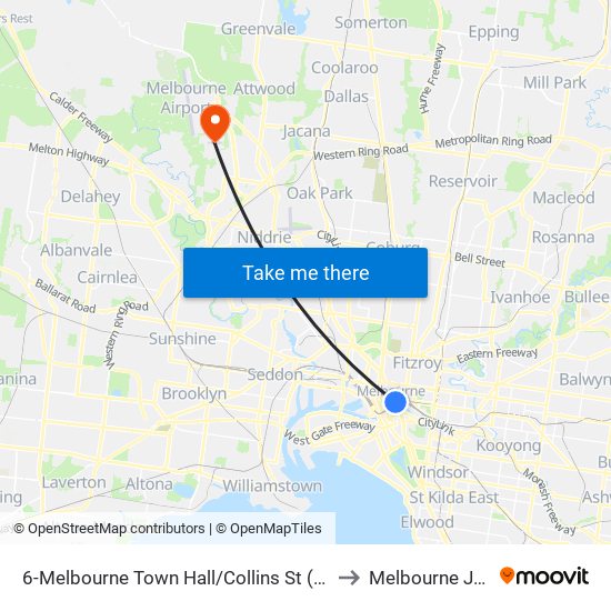 6-Melbourne Town Hall/Collins St (Melbourne City) to Melbourne Jet Base map