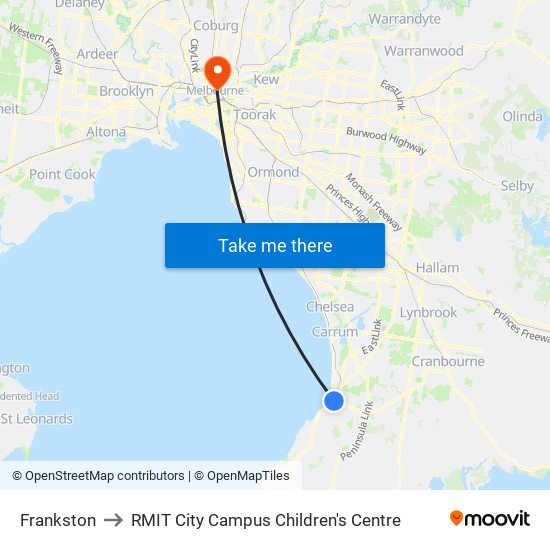 Frankston to RMIT City Campus Children's Centre map