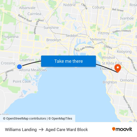 Williams Landing to Aged Care Ward Block map