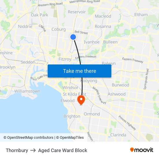 Thornbury to Aged Care Ward Block map