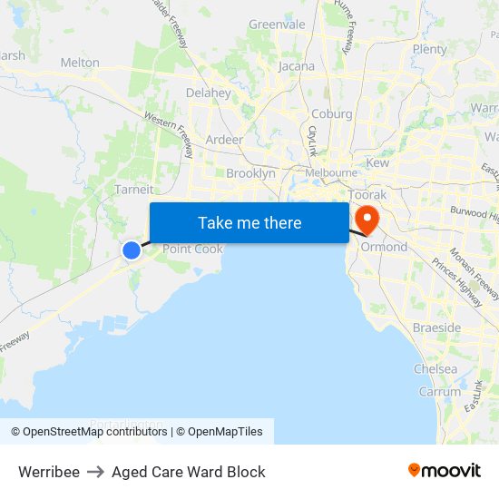 Werribee to Aged Care Ward Block map