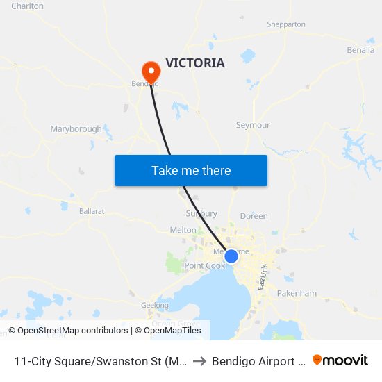 11-City Square/Swanston St (Melbourne City) to Bendigo Airport Terminal map