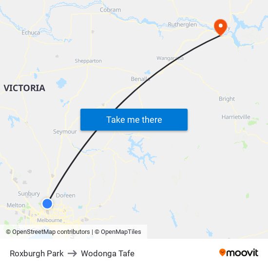 Roxburgh Park to Wodonga Tafe map