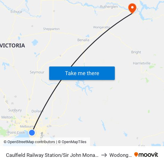 Caulfield Railway Station/Sir John Monash Dr (Caulfield East) to Wodonga Tafe map