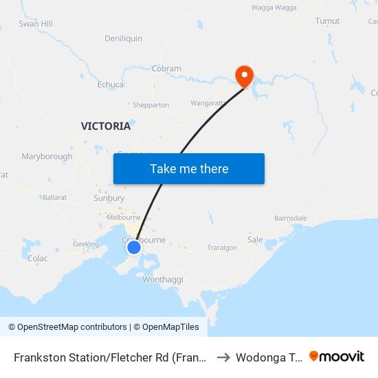 Frankston Station/Fletcher Rd (Frankston) to Wodonga Tafe map