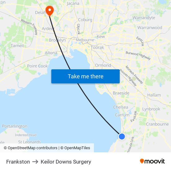 Frankston to Keilor Downs Surgery map