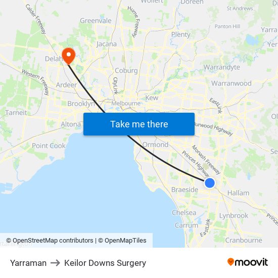 Yarraman to Keilor Downs Surgery map