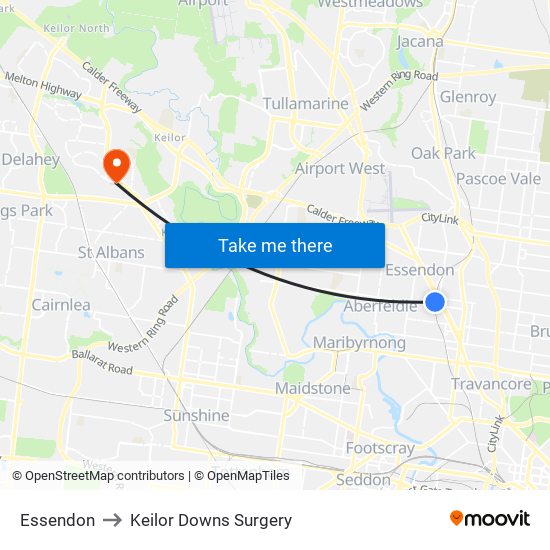 Essendon to Keilor Downs Surgery map