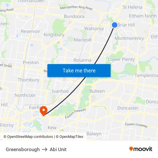 Greensborough to Abi Unit map