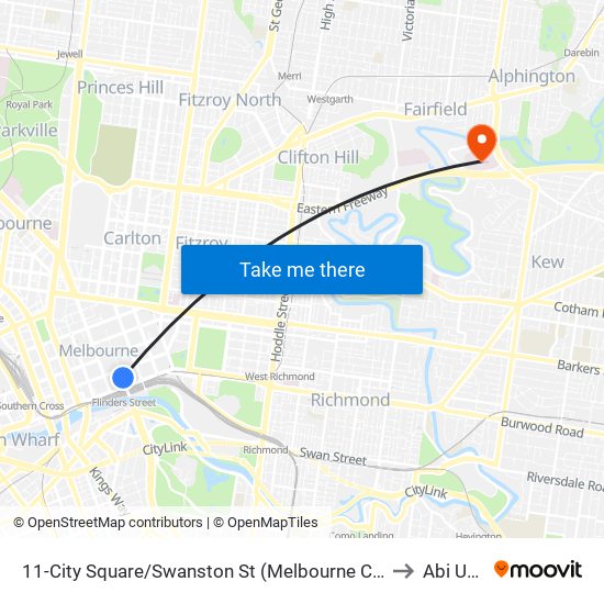 11-City Square/Swanston St (Melbourne City) to Abi Unit map