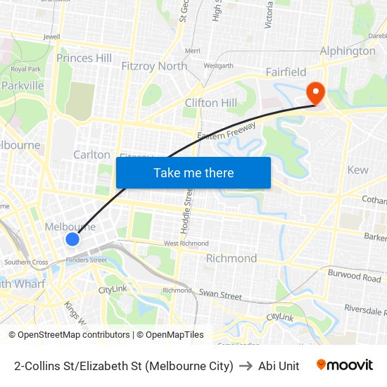 2-Collins St/Elizabeth St (Melbourne City) to Abi Unit map