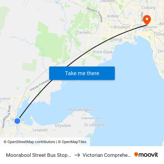 Moorabool Street Bus Stops/Moorabool St (Geelong) to Victorian Comprehensive Cancer Centre map