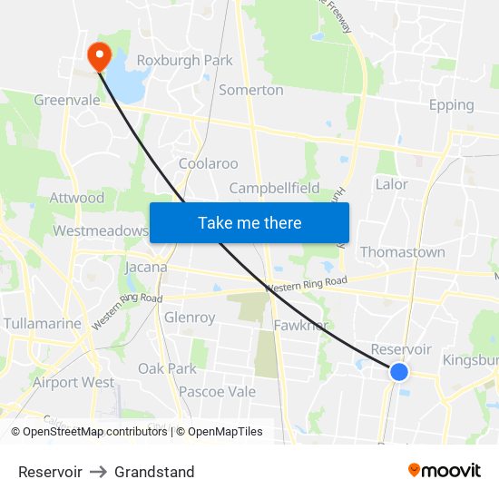 Reservoir to Grandstand map