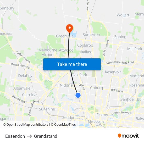 Essendon to Grandstand map