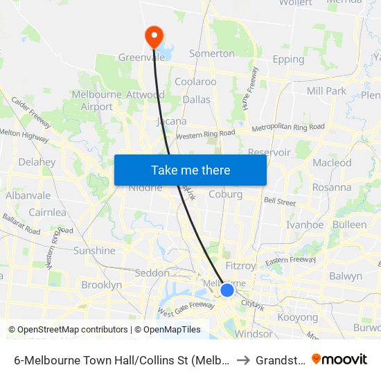 6-Melbourne Town Hall/Collins St (Melbourne City) to Grandstand map