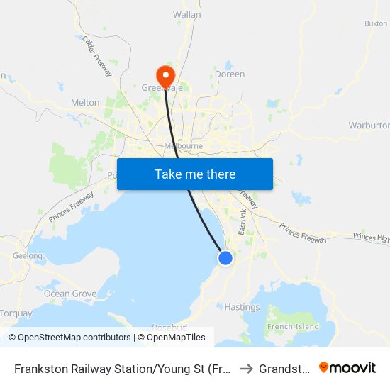 Frankston Railway Station/Young St (Frankston) to Grandstand map