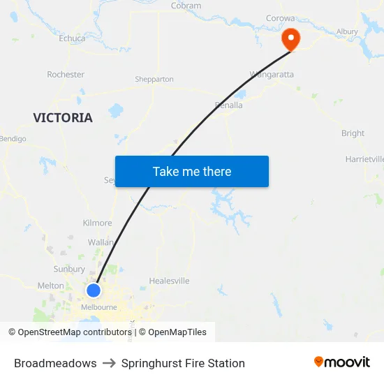 Broadmeadows to Springhurst Fire Station map
