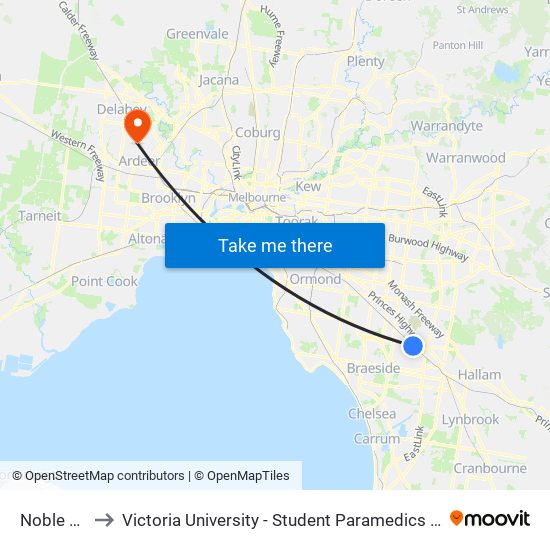 Noble Park to Victoria University - Student Paramedics Association map