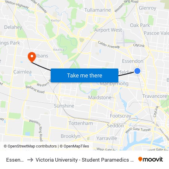 Essendon to Victoria University - Student Paramedics Association map