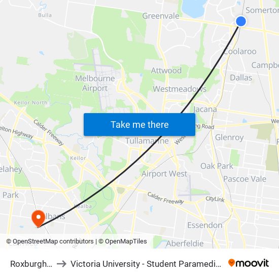 Roxburgh Park to Victoria University - Student Paramedics Association map