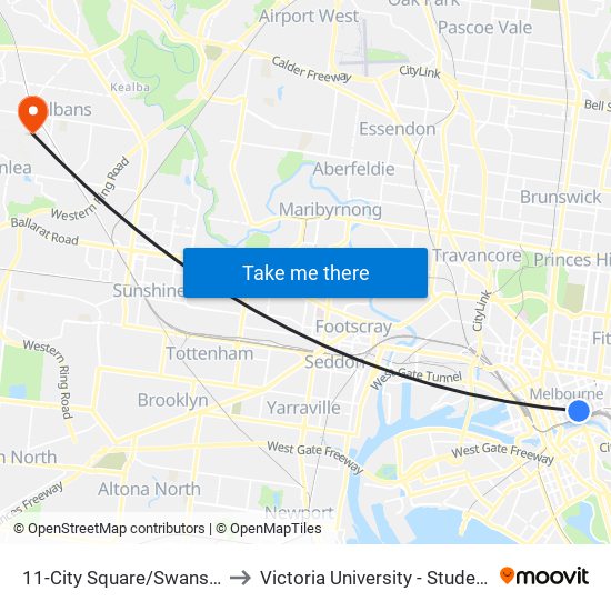 11-City Square/Swanston St (Melbourne City) to Victoria University - Student Paramedics Association map