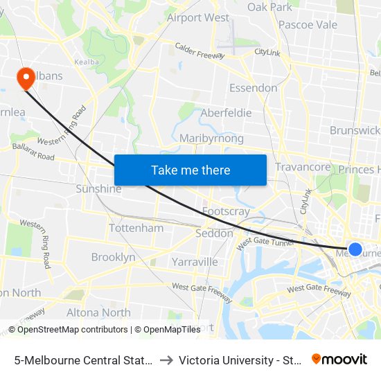 5-Melbourne Central Station/Elizabeth St (Melbourne City) to Victoria University - Student Paramedics Association map