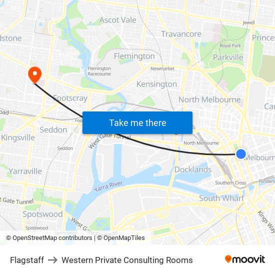 Flagstaff to Western Private Consulting Rooms map