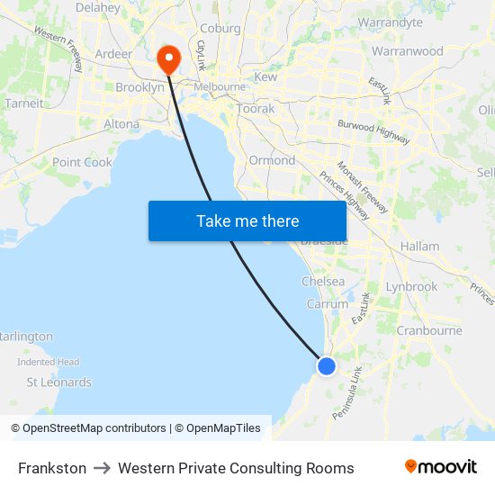 Frankston to Western Private Consulting Rooms map