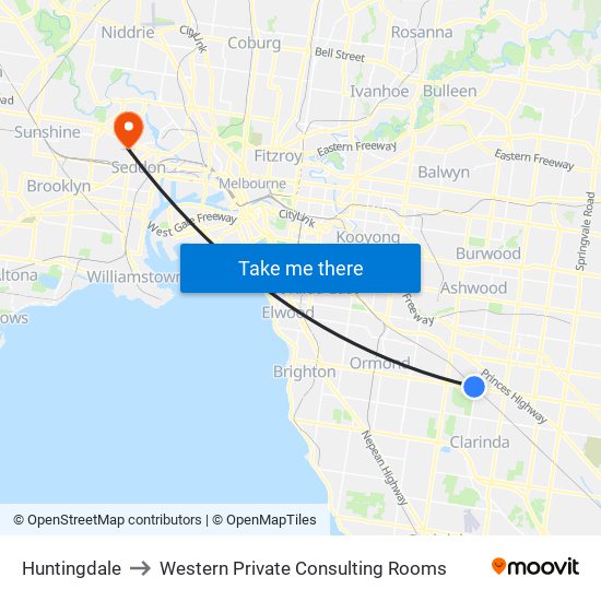 Huntingdale to Western Private Consulting Rooms map