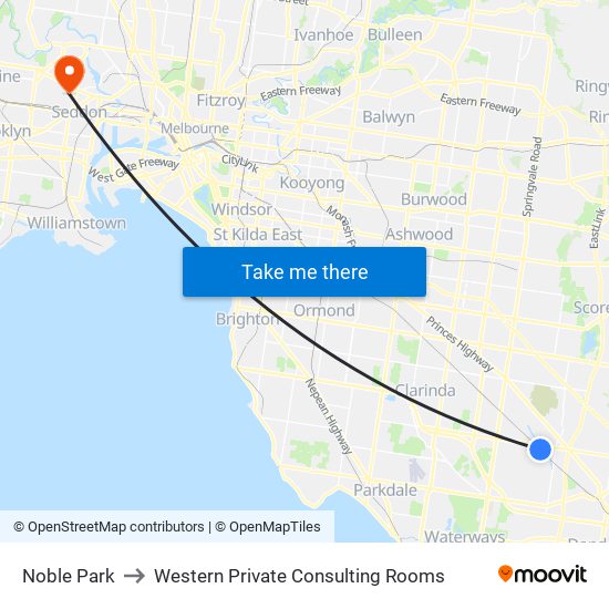 Noble Park to Western Private Consulting Rooms map