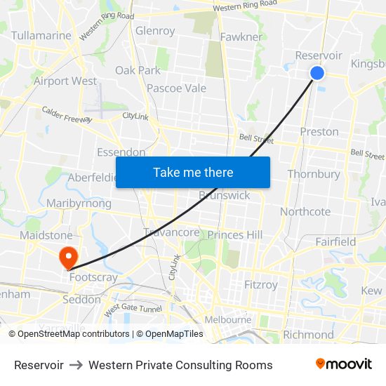 Reservoir to Western Private Consulting Rooms map