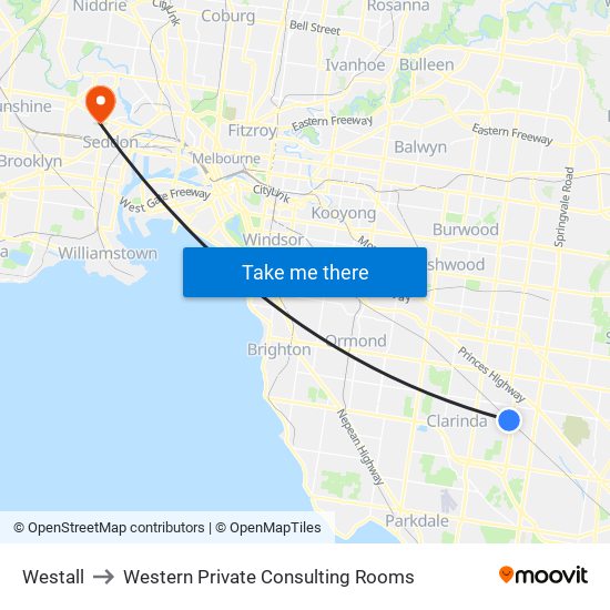 Westall to Western Private Consulting Rooms map