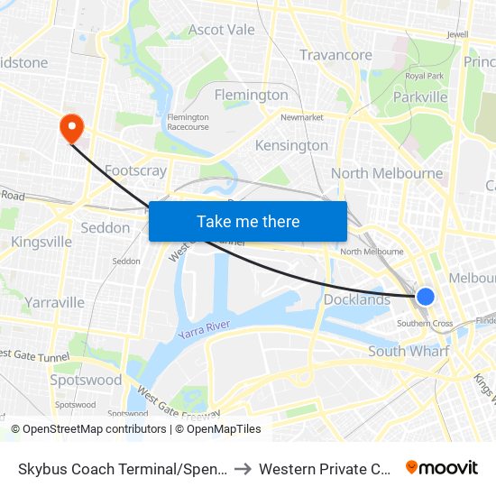 Skybus Coach Terminal/Spencer St (Melbourne City) to Western Private Consulting Rooms map