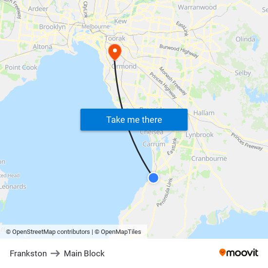 Frankston to Main Block map