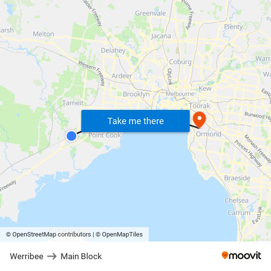 Werribee to Main Block map