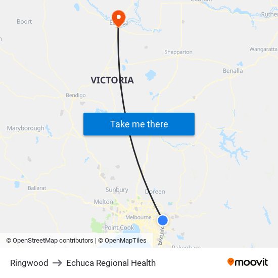 Ringwood to Echuca Regional Health map
