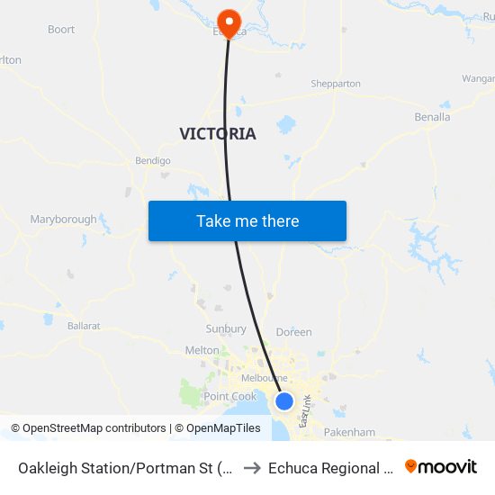 Oakleigh Station/Portman St (Oakleigh) to Echuca Regional Health map