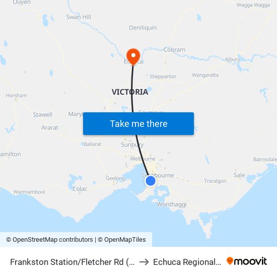 Frankston Station/Fletcher Rd (Frankston) to Echuca Regional Health map