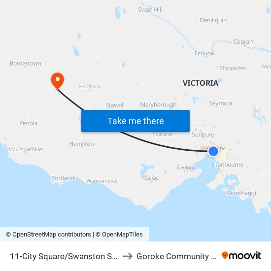 11-City Square/Swanston St (Melbourne City) to Goroke Community Health Centre map