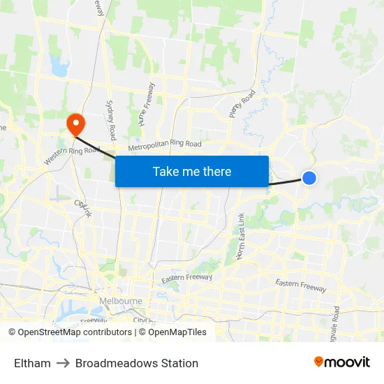 Eltham to Broadmeadows Station map