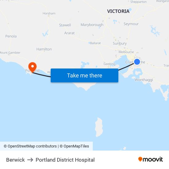 Berwick to Portland District Hospital map