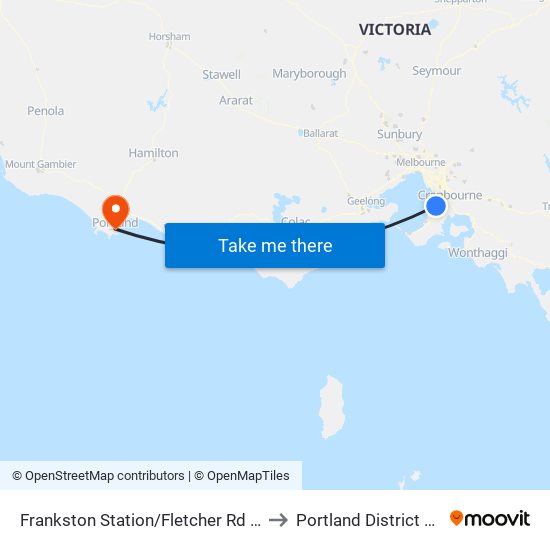 Frankston Station/Fletcher Rd (Frankston) to Portland District Hospital map