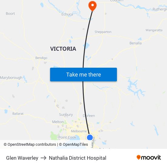 Glen Waverley to Nathalia District Hospital map