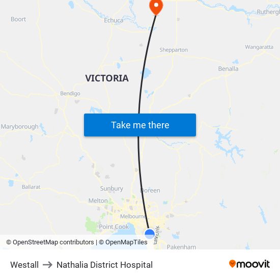 Westall to Nathalia District Hospital map