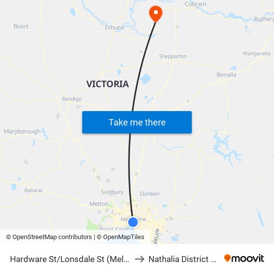 Hardware St/Lonsdale St (Melbourne City) to Nathalia District Hospital map