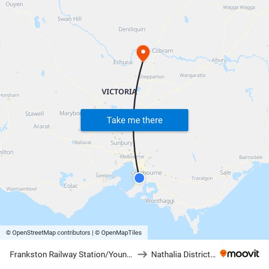 Frankston Railway Station/Young St (Frankston) to Nathalia District Hospital map