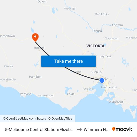 5-Melbourne Central Station/Elizabeth St (Melbourne City) to Wimmera Health Care map