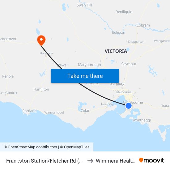 Frankston Station/Fletcher Rd (Frankston) to Wimmera Health Care map