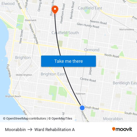 Moorabbin to Ward Rehabilitation A map