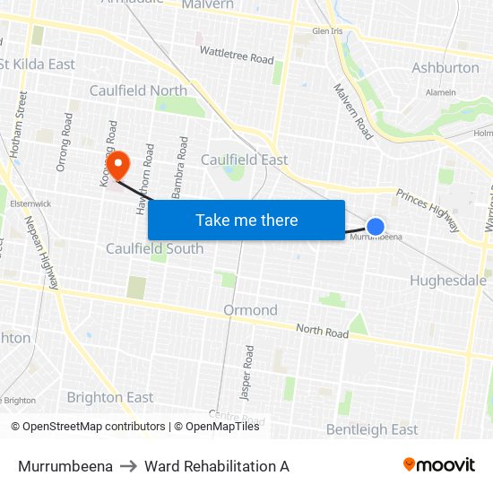 Murrumbeena to Ward Rehabilitation A map